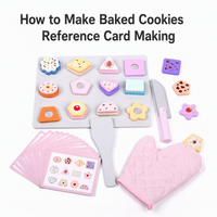 Ensemble de jouets de pâtisserie en bois pour enfants, avec plateau de cuisson, gants, spatules, cartes de recettes, jeu d'imitation, certifié CE CPC, vente en gros, OEM, personnalisable