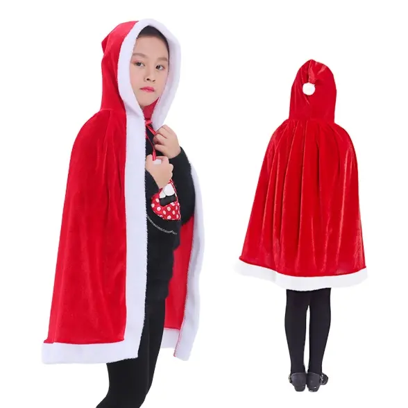 Fête de carnaval Offre Spéciale cape de noël costume de noël rouge pour enfant