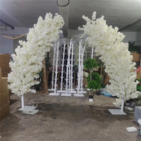 SA bunga palsu pernikahan lengkungan pohon buatan bunga sakura dekorasi pernikahan latar belakang bunga sutra lengkungan ceri untuk acara panggung
