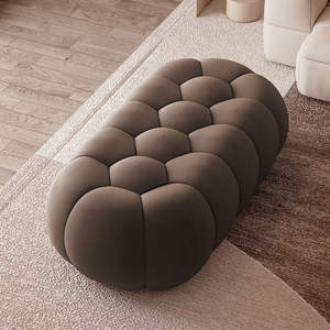 Otomana de Terciopelo para el Hogar, Puf Ovalado, Reposapiés, <span class=keywords><strong>Banco</strong></span> Nórdico para Sala de Estar, Asiento, Reposapiés para Sofá, Otomanas - Product Image 2