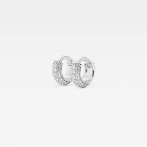 Pendientes de aro tipo huggie con segundo piercing, con diamante redondo cultivado en laboratorio de 1/5 ct, joyería elegante y minimalista para uso diario - Product Image 4
