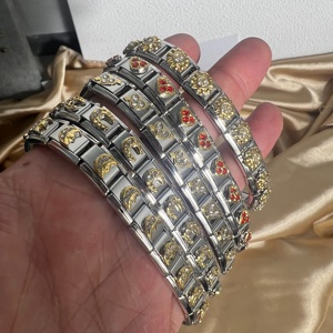 Pulsera de Acero Inoxidable con Dijes Italianos YIWU Gold Lovers, Pulsera de Trébol de Cuatro Hojas, Pulsera de Corazón Amoroso - Product Image 2