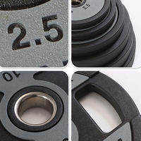 Disques de musculation à trous larges en fonte de couleur personnalisée, revêtement caoutchouc, écologiques, durables, antidérapants, pour salle de sport commerciale