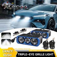 GICOO 220W 12V Luces LED de Matriz para Parrilla de Coche, Focos de Doble Ventilador 6000K 30000Lm, Nuevas Luces Auxiliares Externas para SUV Todoterreno