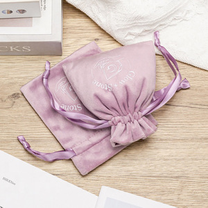High Quality Custom Logo Size Velvet Dust Drawstring Gift Packaging Pouch Bag for <b>Ring</b> Jewelry - Product Image 3