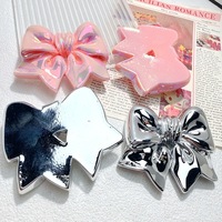 Breloques en résine en forme de nœud, électroplaquées, grand nœud rose argenté, décoration DIY pour coque de téléphone, chaussures