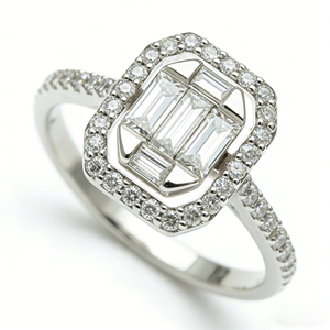 Bague de fiançailles et de mode personnalisée en or massif 10K/14K/18K, argentée, avec pierre de laboratoire CVD de qualité IGI VVS-VS, taille brillant classique, style cluster - Product Image 2