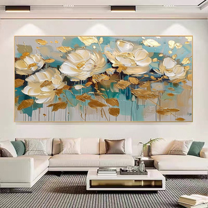 Vẽ tay ban đầu trừu tượng vàng hoa sơn dầu trên vải lớn tường nghệ thuật hoa Phong Cảnh Sơn cho phòng khách trang trí - Product Image 3