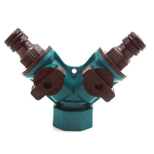 Distribuidor de agua de plástico para jardín, de doble canal, 4 puntos, válvula de doble vía, rosca externa, acoplamiento rápido para conector de manguera - Product Image 2