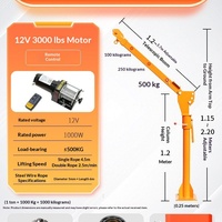 Grue électrique montée sur véhicule 12V 24V 220V 1 tonne, palan à flèche compact pour fourgons, camions, usage domestique, personnalisable