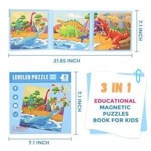 Puzzles magnétiques 3 en 1 pour enfants, <span class=keywords><strong>dinosaures</strong></span>, livre de puzzle magnétique, puzzles de voyage pour tout-petits, jouet d'apprentissage préscolaire - Product Image 4