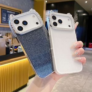 Custodia per cellulare di lusso con design gatto carino e fotocamera per <span class=keywords><strong>iPhone</strong></span> 17 Air 16 15 14 13 <span class=keywords><strong>12</strong></span> <span class=keywords><strong>Pro</strong></span> <span class=keywords><strong>Max</strong></span>, cover posteriore in TPU con lente IMD e fiocco dorato - Product Image 4