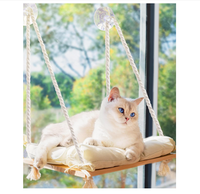 Perchoir de fenêtre pour chat avec ventouses de qualité industrielle, hamac en bois de pin massif, coussin moelleux, capacité de 42 lb pour chats d'intérieur