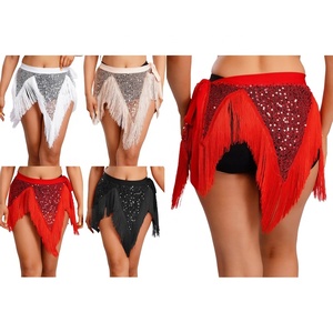Pañuelo de cintura para danza del vientre para mujer, con lentejuelas y flecos, panel triangular, accesorio para festivales tribales y fiestas rave, personalizable - Product Image 1