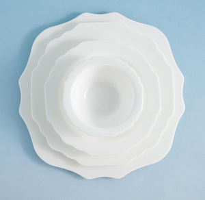 Custom Logo Scalloped Flower Square White Porcelain Tableware Set Custom Pattern <b>Ceramic</b> <b>Plates</b> Bowl Sets For Wedding Hotel - Product Image 6