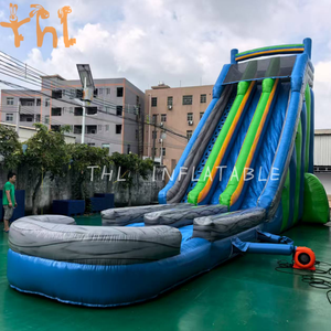 Uzun su kaydırağı Combo şişme Bouncy Moonwalk büyük havuz su kaydırağı ile şişme şato üç şeritli su kaydırağı - Product Image 3