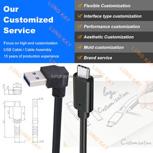 สายเคเบิล LUNG KAY แบบ Type-C ยาว 2 เมตร รองรับการชาร์จเร็ว 3A ถ่ายโอนข้อมูล 10Gbps หัวงอ 90 องศา USB3.0 สายหุ้ม PVC สำหรับโทรศัพท์มือถือ - Product Image 4