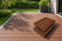 Papan Dek WPC 3D Embossed Motif Kayu Tahan Air Modern Pemasangan Klik Lantai Luar Ruangan untuk Taman Kolam Renang Balkon