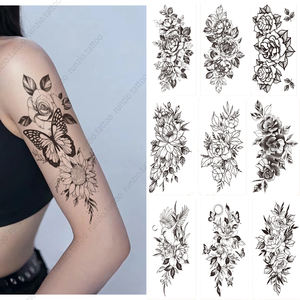 1 Juego por 10 piezas flor y mariposa pájaro negro impreso <span class=keywords><strong>tatuajes</strong></span> impermeables, personalidad sexy cuerpo de <span class=keywords><strong>mujer</strong></span> tatuaje temporal - Product Image 2