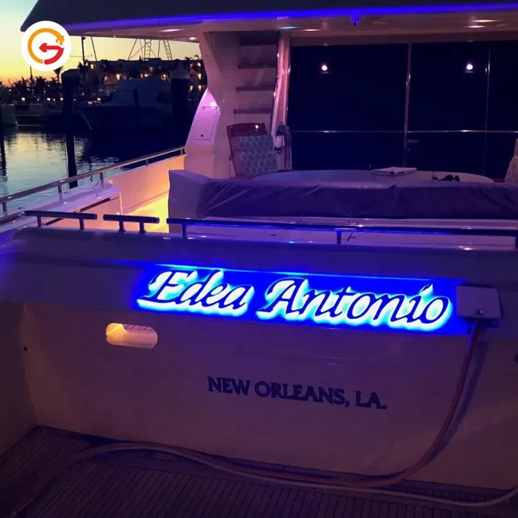 JAGUARS IGN Hersteller Custom 316L Edelstahl LED-Beschilderung mit Hintergrund beleuchtung Benutzer definierte Yacht schilder mit Hintergrund beleuchtung Beleuchteter Boots name