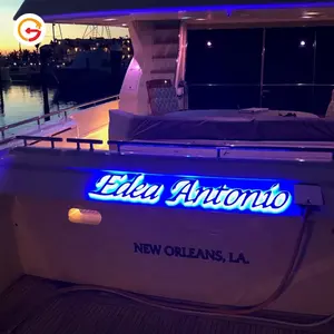 Jagarsign-señal LED retroiluminada de acero inoxidable, fabricante personalizado, 316L, letras iluminadas, nombre de barco