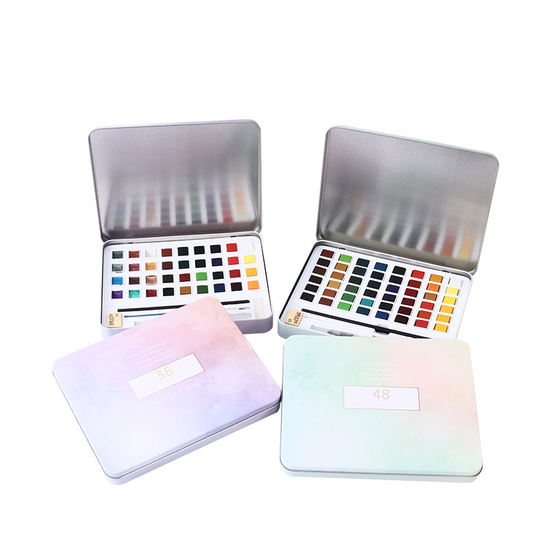 Однотонный цвет ногтей костюм 36 цветов 48 цветов перламутровая Акварель Ручная роспись оптом однотонная акварель