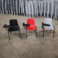 Chaise de formation moderne en plastique durable avec tablette d'écriture, porte-livres mobile, structure métallique, écologique, capacité de charge 150 kg, pour bureau à domicile