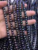 Perles d'eau douce naturelles Edwin 6-6,5 mm de haute qualité, couleur noir-violet brillant impeccable, provenance Zhejiang Chine, pour la fabrication de bijoux, vente en gros