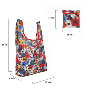 Gahumi, venta al por mayor, bolsas de compras de flores de Color personalizadas, bolsas de nailon de poliéster de gran capacidad, bolsa plegable de poliéster para ir de compras - Product Image 2