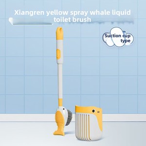 <b>Spray</b> whale liquid suction cup toilet brush bottom silicone cleaning <b>set</b> - Product Image 2