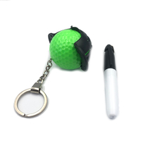 Porte-clés en métal style squelette de balle de golf verte, avec découpe et impression personnalisées, pour décoration de voiture, vente en gros
