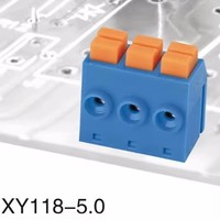 Borne de connexion à ressort pour PCB, 5,0 mm, 3 pôles, bouton-poussoir, thermostat CVC, automatisation des bâtiments, sans vis, OEM, vente en gros