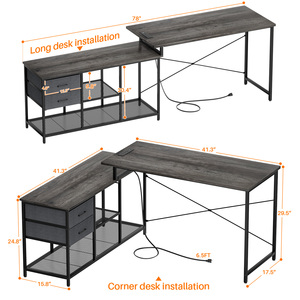 Moderner L-förmiger Computertisch mit Schubladen und Ablagefächern für das Heimbüro – Eckschreibtisch zum Lernen und Arbeiten - Product Image 6