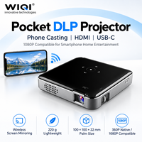 Projecteur DLP de poche avec diffusion sans fil du téléphone, HDMI, USB-C, compatible 1080P pour smartphone, divertissement à domicile, distributeurs