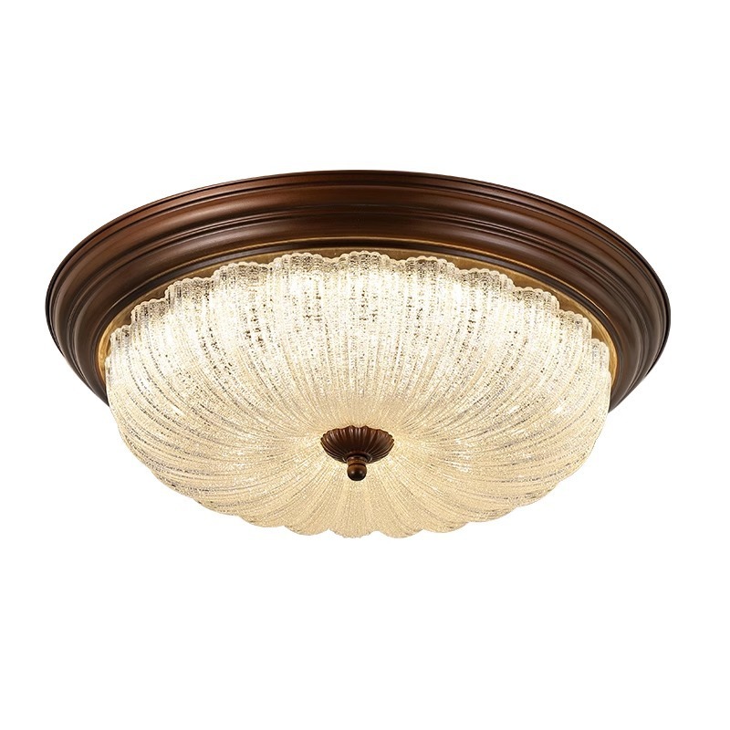 Nordic Retro Crystal Sand Glass Luxury Bedroom Ceiling Light Hotel Residence Decorative Simple Modern French Design Ceiling Lamp