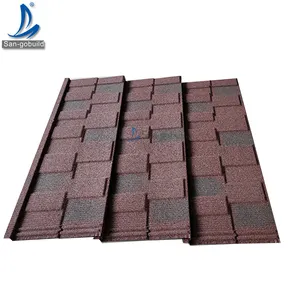 Dubai Rock Stone Chips Coated Alumzinc Steel Roof Tiles Telhas Baldosa de color piedra Metal Building Materials In Yiwu