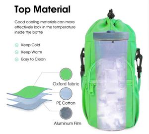 Porta Botella de Agua Aislado de Poliéster, con Correa de Hombro Ajustable, Bolsillo con Cierre, Capacidad de 40/32 oz, para Senderismo, Camping y Caminatas - Product Image 3