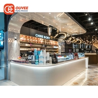Conception de l'aménagement de l'espace café-restaurant pour bar à expresso haut de gamme, solution de conception de café-restaurant en verre et métal