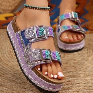 Nuevos zapatos, chanclas de plataforma para el hogar, zapatillas de playa para exteriores, zapatillas de moda de verano para <span class=keywords><strong>mujer</strong></span>, zapatillas de plataforma con lentejuelas, <span class=keywords><strong>sandalias</strong></span> para <span class=keywords><strong>mujer</strong></span> - Product Image 3