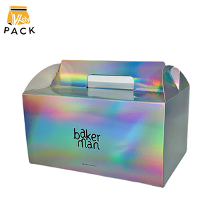 Tùy Chỉnh Cao cấp Xách Tay Holographic Hộp Với Matt Cán Dày Cardstock Món Quà Đảng Baking Snack Cầm Tay Thẻ Hộp - Product Image 4