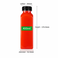 Bouteilles de boisson en plastique vides personnalisées avec logo, sans BPA, de qualité alimentaire, transparentes, en PET, carrées, avec couvercle à vis pour jus frais