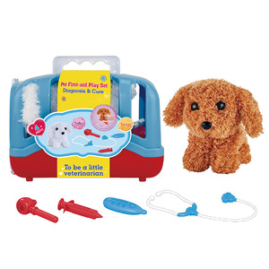 BO en peluche pour animaux de compagnie chien cage semblant jouer docteur jouets ensemble chien avec chant et fonction parlante - Product Image 1