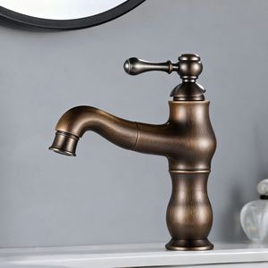 French Retro <b>Basin</b> Faucet <b>Single</b> Handle Deck Mounted Copper Ceramic Valve Hot Cold Water <b>Tap</b> - Product Image 1
