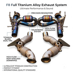 Sistema de Escape Completo Vortex Titanium y Tubos Delanteros para Ferrari F8 Tributo Spider 3.9L V8, Kit de Silenciador de Carreras con Válvulas - Product Image 1