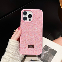 Bonne qualité Swarov antichoc couverture métal Logo 13 12 Pro Bling diamant coque de téléphone pour iPhone 17 16 15 14 Pro Max Plus