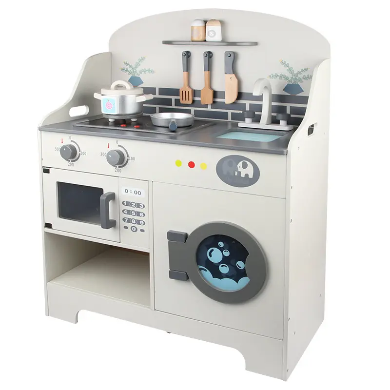 キッチンおもちゃセット洗濯機付き新デザイン子供用プレイハウスシミュレーションストーブ調理器具