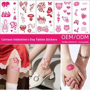 Tatuaje Temporal Desechable de Papel con Forma de Corazón Rosa Impermeable para el Día de San Valentín, Impresión por Transferencia de Agua, Logotipo Personalizable para el Cuerpo - Product Image 4