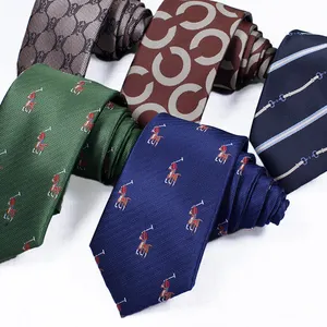 Gravata de pescoço online para homens, gravatas de poliéster para negócios, estilo de marca e de luxo