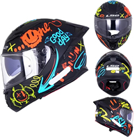 Casque de moto double miroir homologué ECE/DOT, avec grande feuille de frein arrière et anti-buée, modèle LS2FF806Genuine.