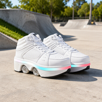 Chaussures à roulettes LED 4 roues de haute qualité, très vendues, pour enfants et adultes, 2-en-1, rétractables